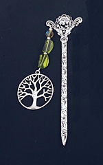 tree of life bookmark-125mm peacock with peridot glass crystals